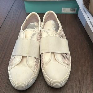 Dolce Vita white mesh and leather slip on tennis shoes size 8